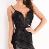Jovani - 05282 Sequin Floral Appliqued Backless Cocktail Dress