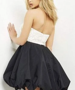 Jovani - 05350 Bow Tie Strapless Beaded Balled Dress