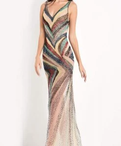 Jovani - 05560 Beaded Plunging V Neck Gown 6 Jovani - 05560 Beaded Plunging V Neck Gown