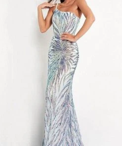 Jovani - 05664 One Shoulder Sequin Sheath Dress