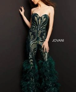Jovani - 05669 Strapless Sweetheart Feathered Jumpsuit 7 Jovani - 05669 Strapless Sweetheart Feathered Jumpsuit