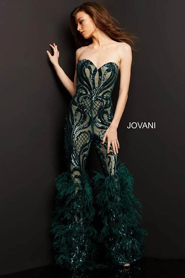Jovani - 05669 Strapless Sweetheart Feathered Jumpsuit 5 Jovani - 05669 Strapless Sweetheart Feathered Jumpsuit