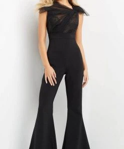 Jovani 05676 - Ruched Asymmetric Evening Jumpsuit