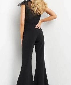 Jovani 05676 - Ruched Asymmetric Evening Jumpsuit