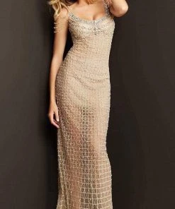 Jovani - 05997 Scoop Lattice Jeweled Shiny Gown