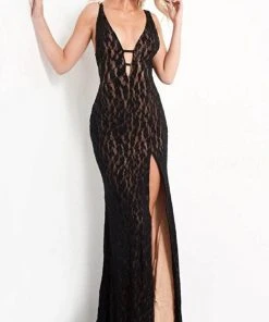 Jovani 06097 - Plunging V-Neck Lace Prom Gown 7 Jovani 06097 - Plunging V-Neck Lace Prom Gown
