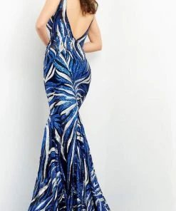 Jovani - 06153 Sequin Plunging V Neck Trumpet Dress