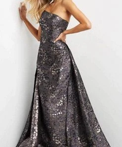 Jovani 06255 - Strapless Straight Across Neck Evening Gown