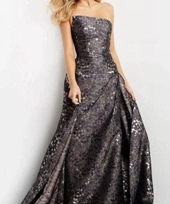 Jovani 06255 - Strapless Straight Across Neck Evening Gown