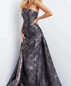 Jovani 06255 - Strapless Straight Across Neck Evening Gown