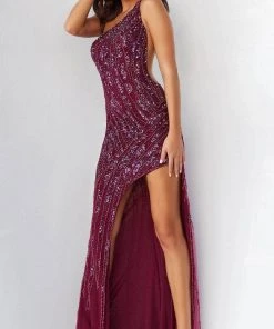 Jovani 06346 - Asymmetric Beaded Slit Prom Gown 10 Jovani 06346 - Asymmetric Beaded Slit Prom Gown