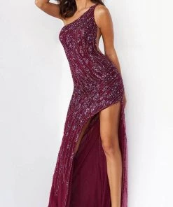 Jovani 06346 - Asymmetric Beaded Slit Prom Gown 12 Jovani 06346 - Asymmetric Beaded Slit Prom Gown