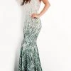Jovani - 06450 Two Tone Sequined V Neck Trumpet Dress 1 Jovani - 06450 Two Tone Sequined V Neck Trumpet Dress