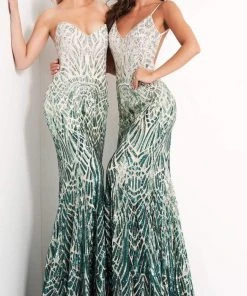 Jovani - 06459 Two Tone Sequined Strapless Sheath Dress 12 Jovani - 06459 Two Tone Sequined Strapless Sheath Dress