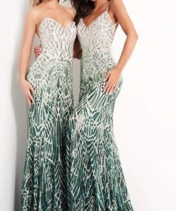 Jovani - 06459 Two Tone Sequined Strapless Sheath Dress 13 Jovani - 06459 Two Tone Sequined Strapless Sheath Dress