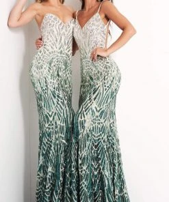 Jovani - 06459 Two Tone Sequined Strapless Sheath Dress 11 Jovani - 06459 Two Tone Sequined Strapless Sheath Dress