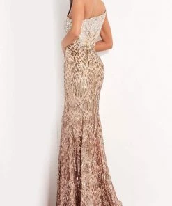 Jovani - 06469 Sequined Two Tone Trumpet Dress