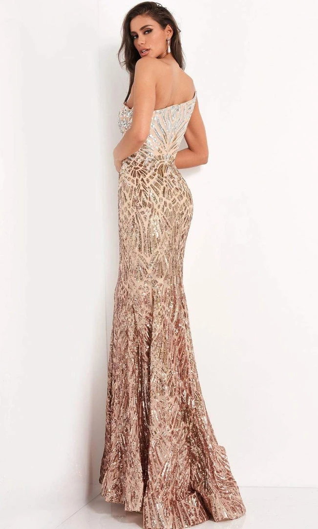Jovani - 06469 Sequined Two Tone Trumpet Dress 4 Jovani - 06469 Sequined Two Tone Trumpet Dress