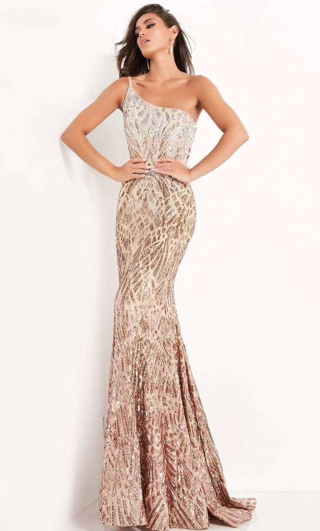 Jovani - 06469 Sequined Two Tone Trumpet Dress 5 Jovani - 06469 Sequined Two Tone Trumpet Dress