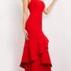 Jovani - 06509 Asymmetric Plain Wrapped Trumpet Gown