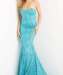 Jovani - 06516 Strapless Glitter Embellished Gown