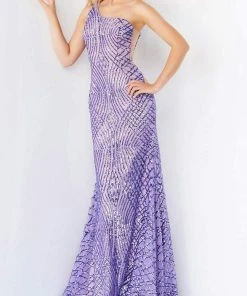 Jovani - 06517 One Shoulder Sequin Embellished Dress