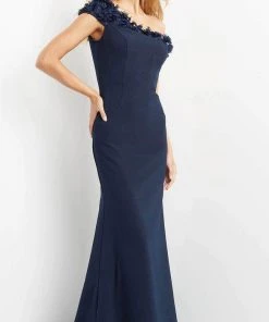 Jovani 06589 - Floral Applique One Shoulder Evening Dress