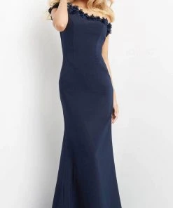 Jovani 06589 - Floral Applique One Shoulder Evening Dress 8 Jovani 06589 - Floral Applique One Shoulder Evening Dress