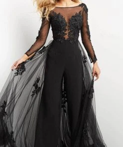 Jovani 06609 - Bateau Overskirt Evening Jumpsuit 11 Jovani 06609 - Bateau Overskirt Evening Jumpsuit