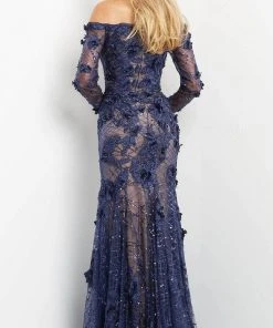 Jovani 06635 - Floral Off Shoulder Evening Gown