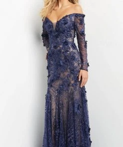 Jovani 06635 - Floral Off Shoulder Evening Gown
