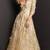 Jovani 06636 - Quarter Sleeve Floral Evening Gown 2 Jovani 06636 - Quarter Sleeve Floral Evening Gown