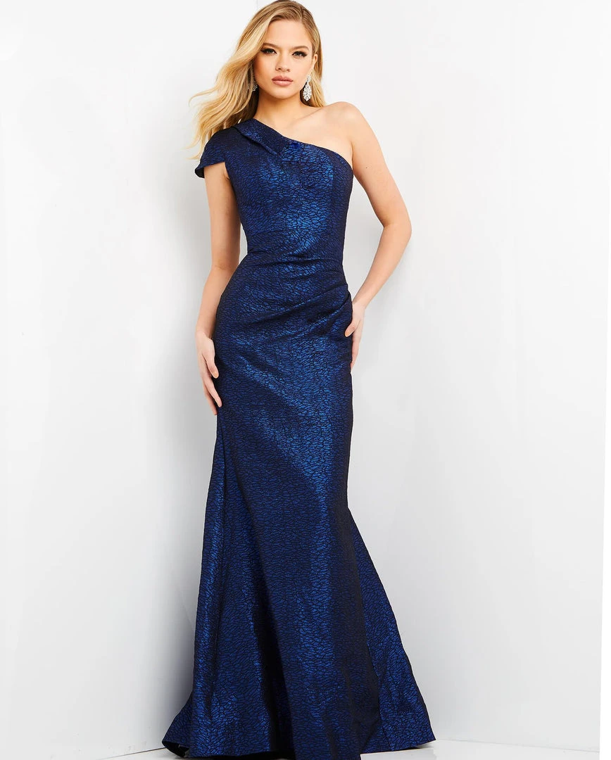 Jovani - 06751 One Shoulder Metallic Jacquard Evening Dress 4 Jovani - 06751 One Shoulder Metallic Jacquard Evening Dress