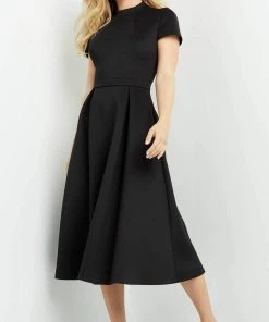 Jovani - 06782 Tea Length High Neck A-Line Dress