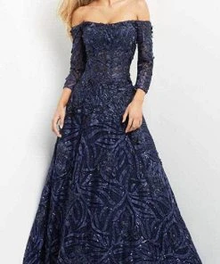 Jovani 06792 - Off-shoulder Straight Across Long Gown