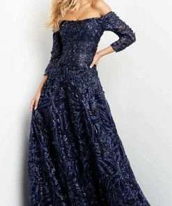 Jovani 06792 - Off-shoulder Straight Across Long Gown