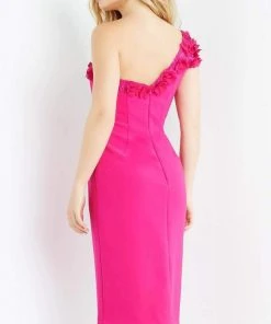 Jovani - 06824 Knee Length Floral Applique Dress