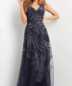 Jovani 06829 - Sleeveless V-neck Evening Gown