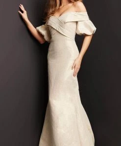 Jovani 06831 - Crisscross Off Shoulder Evening Gown