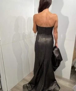 Jovani - 06867 Metallic Jacquard Asymmetric Neck Evening Gown 7 Jovani - 06867 Metallic Jacquard Asymmetric Neck Evening Gown