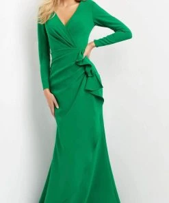 Jovani 06995 - Long Ruffle Draped Evening Dress