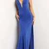 Jovani - 07142 Sheer Deep V-Neckline Sheath Long Dress 2 Jovani - 07142 Sheer Deep V-Neckline Sheath Long Dress
