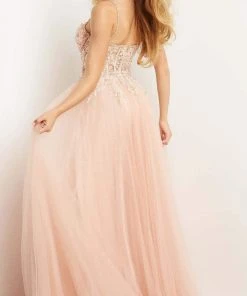 Jovani - 07259 Embellished Corset Tulle Gown
