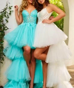 Jovani - 07263 Sheer Floral Embroidered Bodice High Low Prom Dress 11 Jovani - 07263 Sheer Floral Embroidered Bodice High Low Prom Dress