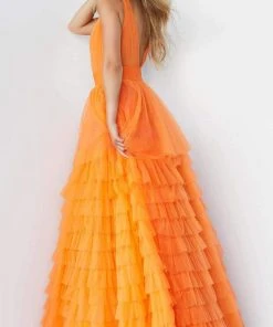 Jovani - 07264 Shirr-Ornate Tiered Tulle Gown