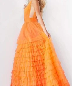 Jovani - 07264 Shirr-Ornate Tiered Tulle Gown