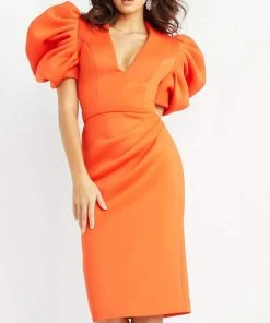 Jovani - 07269 Oversized Puff Sleeve Sheath Dress