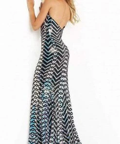 Jovani - 07285 Strapless Zigzag Sequin Long Gown 5 Jovani - 07285 Strapless Zigzag Sequin Long Gown
