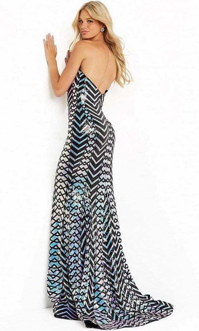 Jovani - 07285 Strapless Zigzag Sequin Long Gown 4 Jovani - 07285 Strapless Zigzag Sequin Long Gown