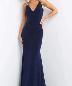 Jovani - 07297 Embellished Plunging V Neck Trumpet Dress 11 Jovani - 07297 Embellished Plunging V Neck Trumpet Dress